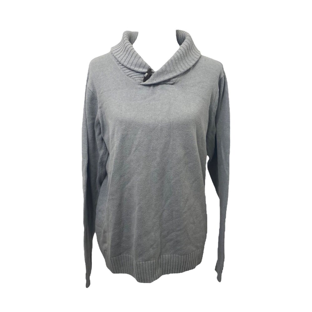 Method Women's Sweater Grey Tight Knit Long Sleeve Collared Size Large